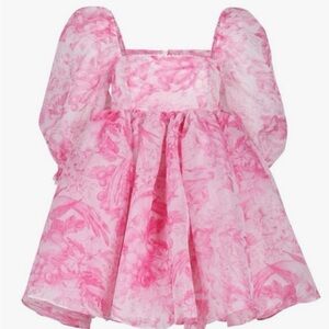 Selkie Pink Floral Dress with Puff Sleeves